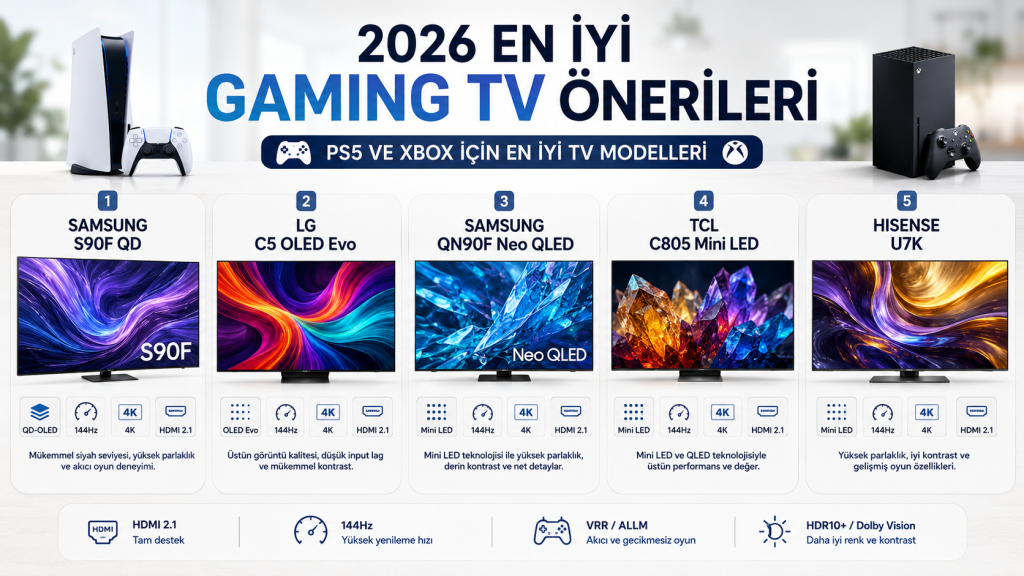 2026 En İyi Gaming TV Önerileri | PS5 ve Xbox İçin En İyi TV Modelleri